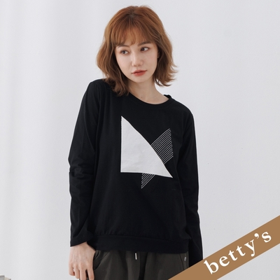 betty’s貝蒂思 幾何圖形圓領長袖T-shirt(黑色)
