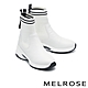 休閒鞋 MELROSE 美樂斯 俐落時髦舒適牛皮拼接彈力飛織高筒厚底休閒鞋－白 product thumbnail 1
