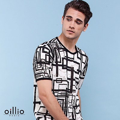 oillio歐洲貴族 短袖圓領T恤 透氣涼爽 超柔不皺衣料 白色