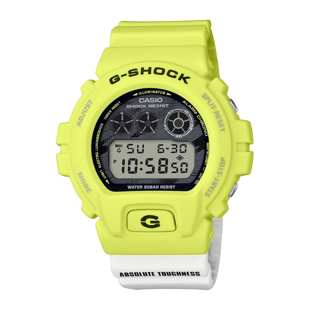 CASIO卡西歐 G-SHOCK 閃電 黃x白撞色 DW-6900TGA-9_50mm