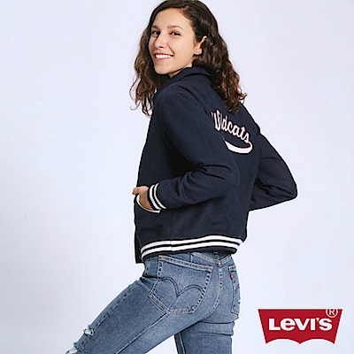 Levis 女裝 棒球外套 立體刺繡 羊毛保暖