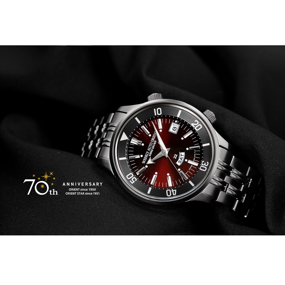 ORIENT 東方錶KING DIVER 系列70週年復刻版機械錶鋼帶款紅色RA