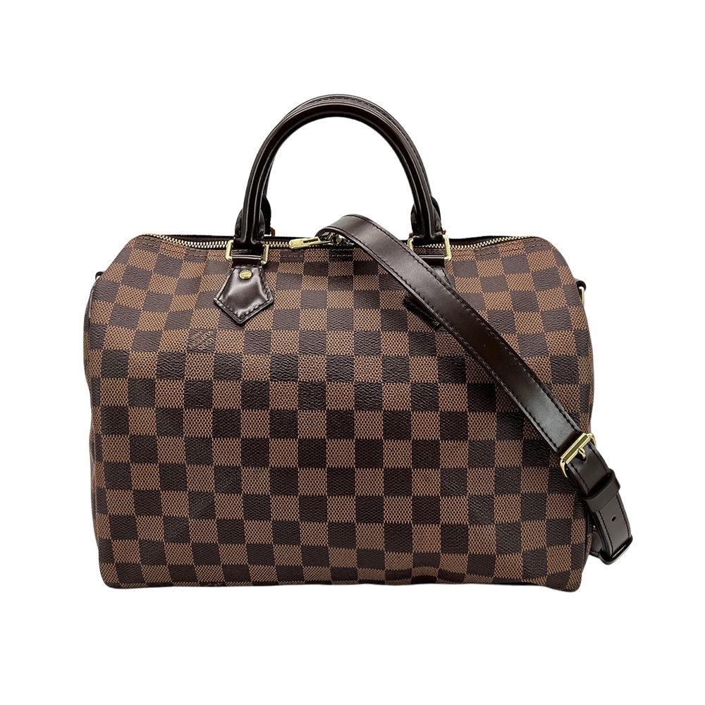 二手品 Louis Vuitton Speedy 30 帆布二用波士頓包(N41367-咖)