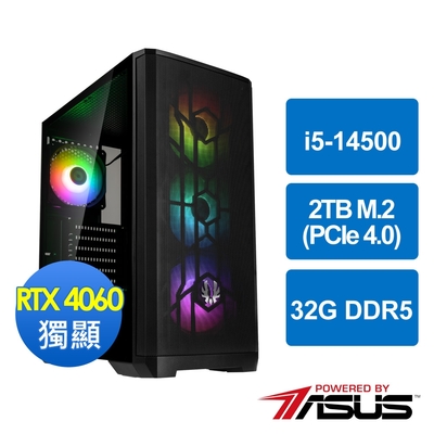 華碩B760平台[天雲戰警]i5-14500/32G/RTX 4060/2TB_M2