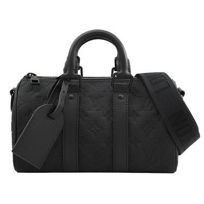 LV M20900 Keepall Bandoulière 25 經典壓紋牛皮兩用波士頓包(黑)