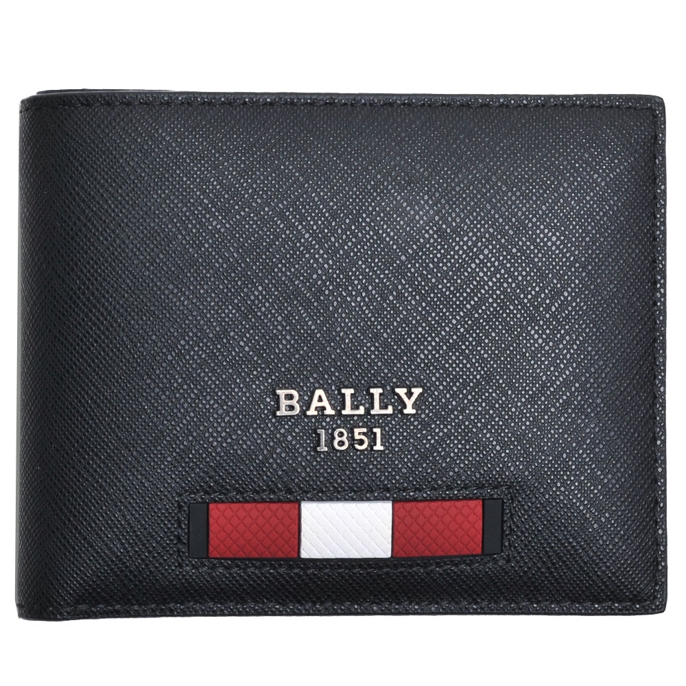 BALLY BEVYE.MY 高質感防刮紋金屬品牌LOGO短夾(黑)