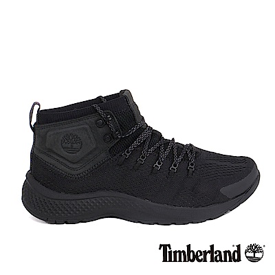 Timberland 男款FlyRoam Trail黑色皮革中筒布面靴