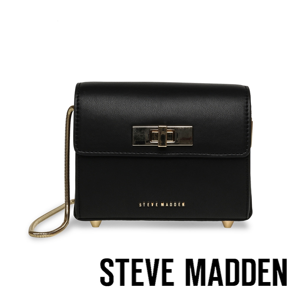 STEVE MADDEN-BMINSK 皮革翻蓋式斜背包-黑色