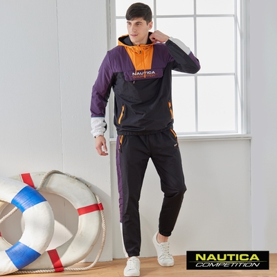 Nautica男裝 COMPETITION潮流拼接運動長褲-黑