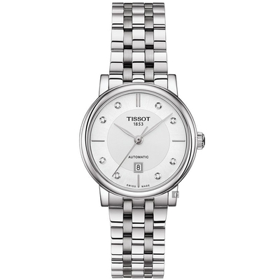 TISSOT 天梭 官方授權 Carson 真鑽機械女錶 送禮首選-30mm T1222071103600