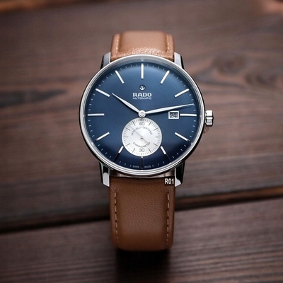 RADO 雷達表 官方授權R01 晶璨系列6點小秒針盤機械腕錶 藍面款41㎜ (R22880205)