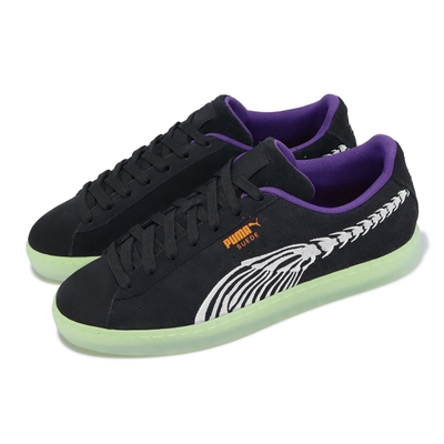 Puma 休閒鞋 Suede Haunted 黑 綠 男鞋 麂皮 骨頭 半透明大底 38659601