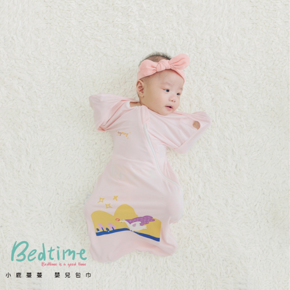 Mang Mang 小鹿蔓蔓涼感竹纖維Bedtime嬰兒包巾(粉)