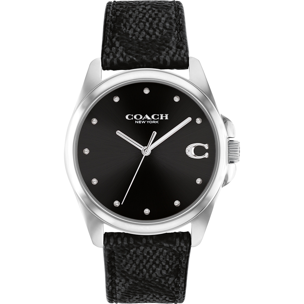 COACH Greyson C字皮帶女錶 母親節禮物-黑/36mm CO14504112