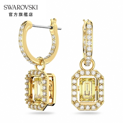 SWAROVSKI 施華洛世奇 Millenia 水滴形耳環, 八角形切割, 黃色, 鍍金色調