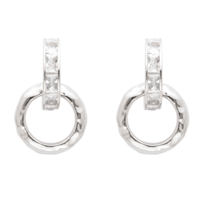 agnes b. 小圈環設計風耳環(銀)(一對)