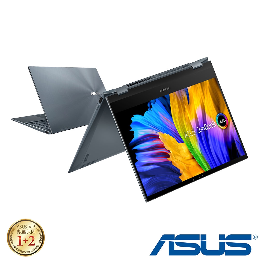 (組合)ASUS UX363EA 13.3吋觸控筆電 (i7-1165G7/16G/512G PCIe SSD/ZenBook Flip 13/綠松灰)