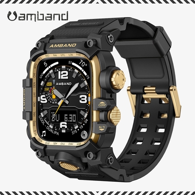 AmBand Apple Watch 專用保護殼 ❘ M3 美國鋼鐵特攻軍規 黑金TPU 錶帶 ❘ 45mm - Apple Watch 9 / 8 / 7