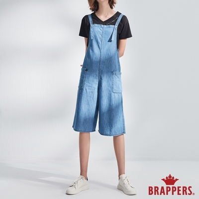 BRAPPERS 女款 Boy friend系列-寬版吊帶七分褲-淺藍