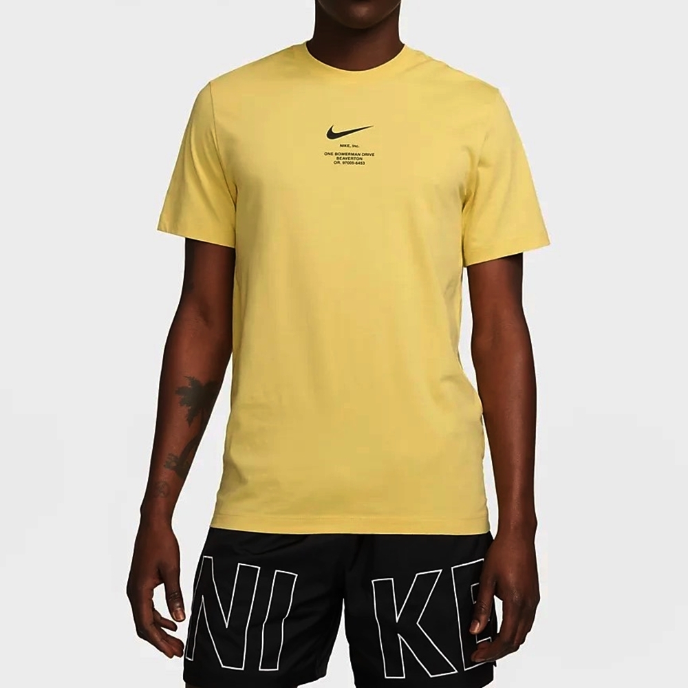 NIKE AS M NSW TEE BIG SWOOSH男運動休閒上衣-黃色-DZ2882700