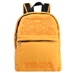 KENZO 電繡老虎圖案LOGO尼龍拉鍊後背包(亮黃 大)