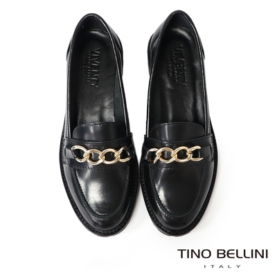 Tino Bellini 義大利進口全真皮金鍊樂福鞋FYLV031(黑色)