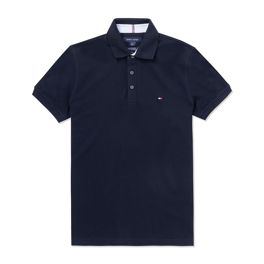 TOMMY 熱銷刺繡Logo短袖Polo衫(SLIM FIT)-黑色