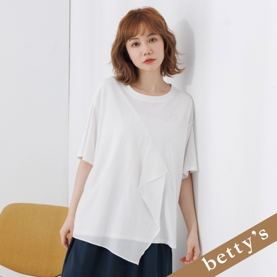 betty’s貝蒂思 不對稱拼接短袖T-shirt(白色)