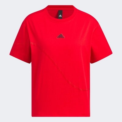 adidas 上衣 女款 短袖上衣 運動 CNY 亞規 GFX SS TEE 紅 IZ3139