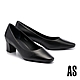 高跟鞋 AS 極簡質感純色羊皮小方頭高跟鞋－黑 product thumbnail 1