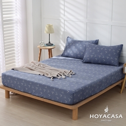 HOYACASA 100%天絲枕套床包三件組-暢藍(雙人)