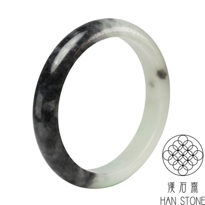 【漢石齋】天然翡翠A貨 手鐲玉鐲 山水墨翠種(手圍18.9/版寬12mm)