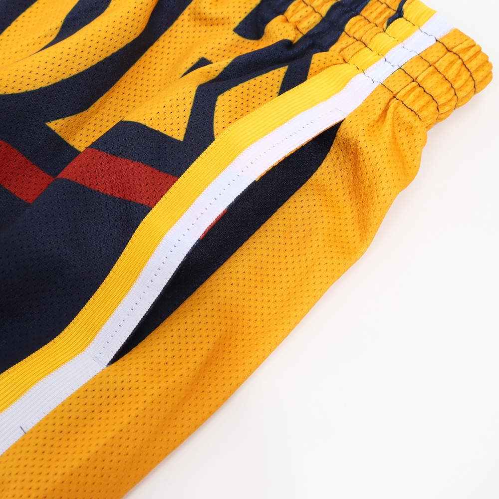 Mitchell Ness 球褲NBA Big Face 藍金勇士復古Logo 短褲MN20ASH03GSW