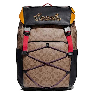 COACH 經典馬車LOGO大款撞色登山後背包