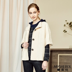【MYSHEROS蜜雪兒】質感純色立領排釦保暖羊毛套裝外套-米