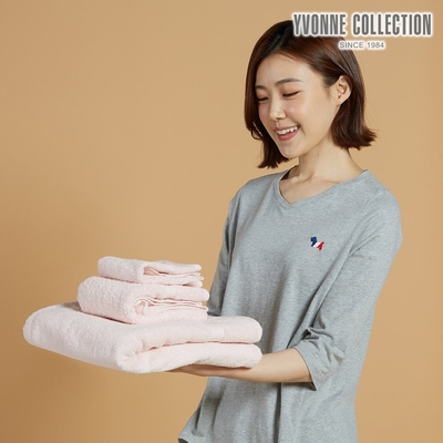 Yvonne Collection 純棉小方巾-淺粉