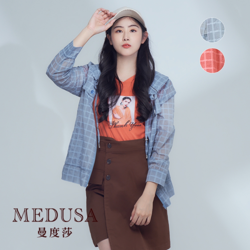 現貨【MEDUSA 曼度莎】野餐格紋半透防曬外套 - 2色（M-2L）｜女防曬外套 夾克 涼感