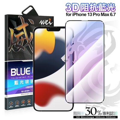wei膜力威 for iPhone 13 Pro Max 6.7吋 3D抗藍光玻璃保護貼