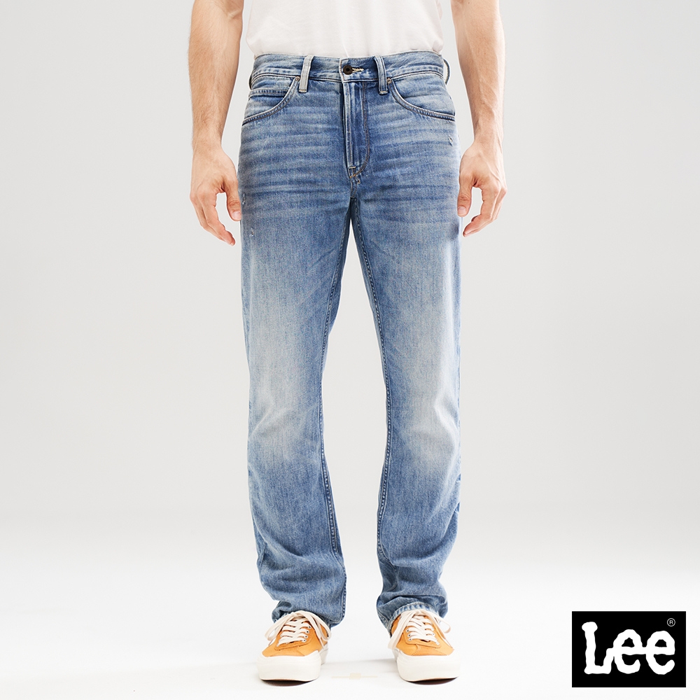 Lee 男款 涼感 726 刷色中腰標準直筒牛仔褲 淺藍洗水