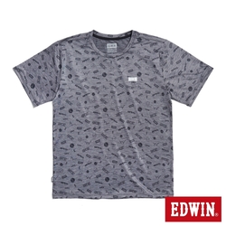 EDWIN 涼感系列 滿版LOGO圓領短袖T恤-男-暗灰色