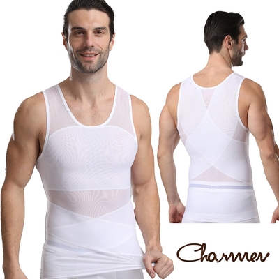 Charmen NY093機能網布腹部交叉加長塑身背心 男性塑身衣