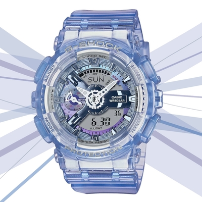 CASIO 卡西歐 G-SHOCK WOMEN 科幻虛擬世界 半透明Y型構造雙顯錶-藍 GMA-S110VW-6A