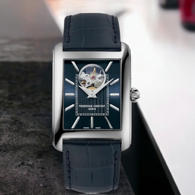 CONSTANT 康斯登 Classics Carree 百年典雅 長方形機械錶 手錶 男錶 藍色-FC-311N4C6