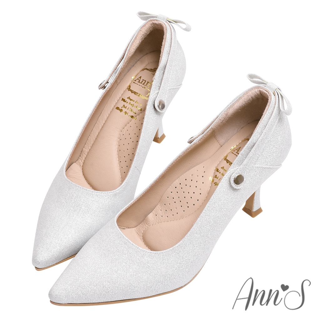 Ann’S美貌與實力-可三穿小蝴蝶結尖頭細跟鞋8.5cm-銀