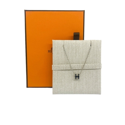 HERMES 愛馬仕 經典Mini Pop H 立體簍空橢圓LOGO項鍊(黑X銀)