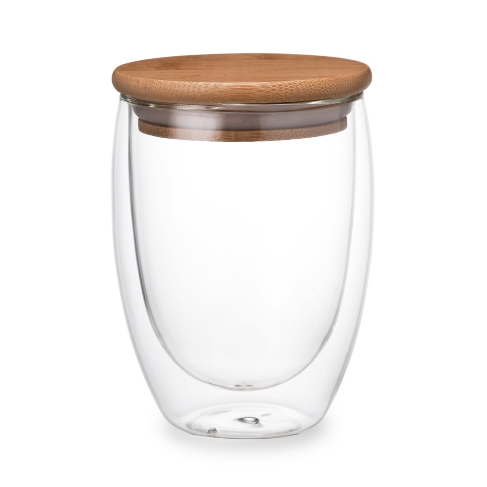 【Caldo卡朵生活】萃時尚雙層隔熱附木蓋玻璃杯350ML(快)