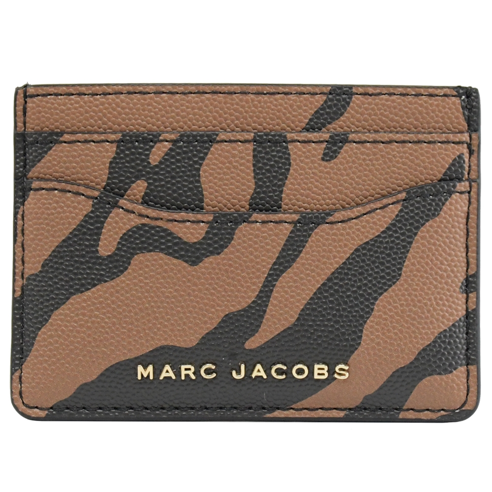 MARC JACOBS 虎紋印花皮革簡易隨身卡夾(黑/咖) | 名片夾/ 證件夾