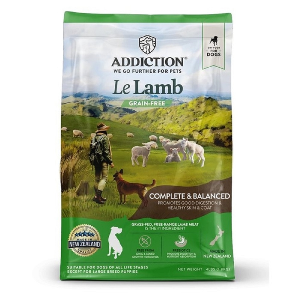 紐西蘭ADDICTION自然癮食-草飼羊無穀全齡犬 1.8KG 完美均衡配方｜幫助消化與腸道健康(購買第二件贈送寵物零食x1包)