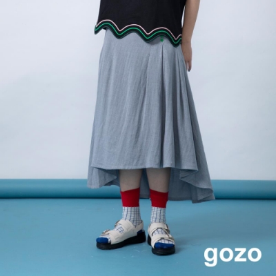 gozo 品牌logo繡線點點前短後長裙(二色)