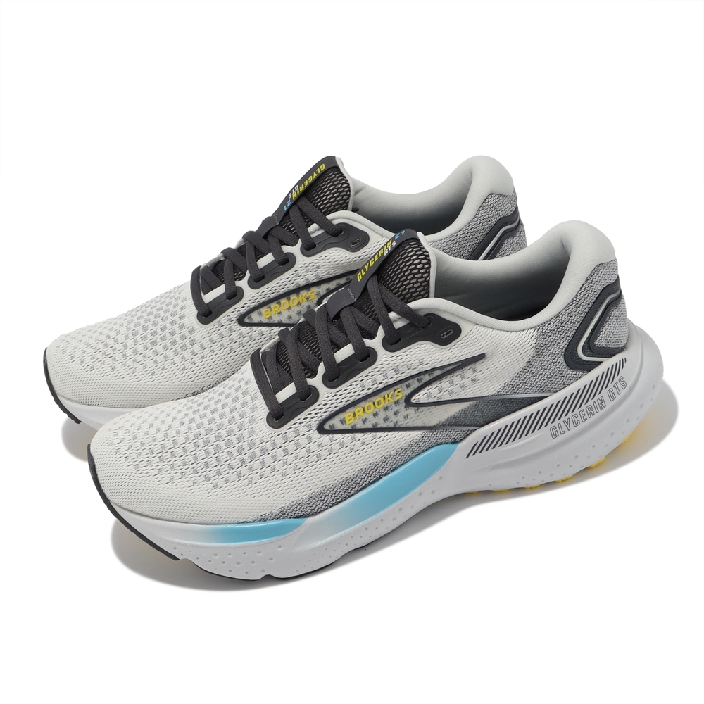 Brooks 慢跑鞋 Glycerin GTS 21 男鞋 灰 米白 回彈 透氣 甘油系列 路跑 運動鞋  1104201D184